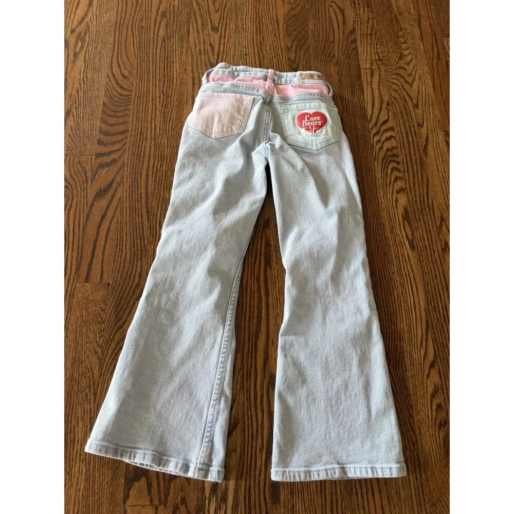 Justice Care Bears Jeans Girls Size 8 Light Wash 90s Cartoon Flare Leg Retro Y2K